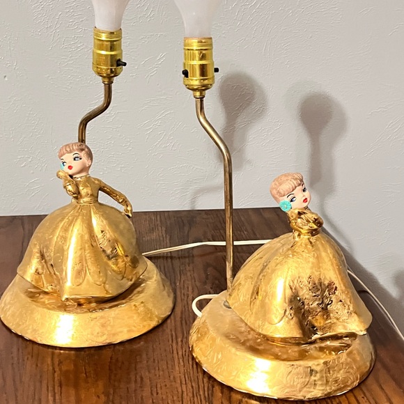 Vtg 1960’s Jamar Mallory Ceramic Mold  Lady Dancer Rare Set Bedroom Lamps - Picture 4 of 7